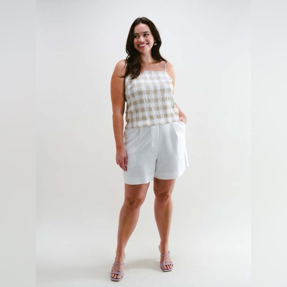 Darling DAINTY BLOUSE BEIGE GINGHAM SIZE XL